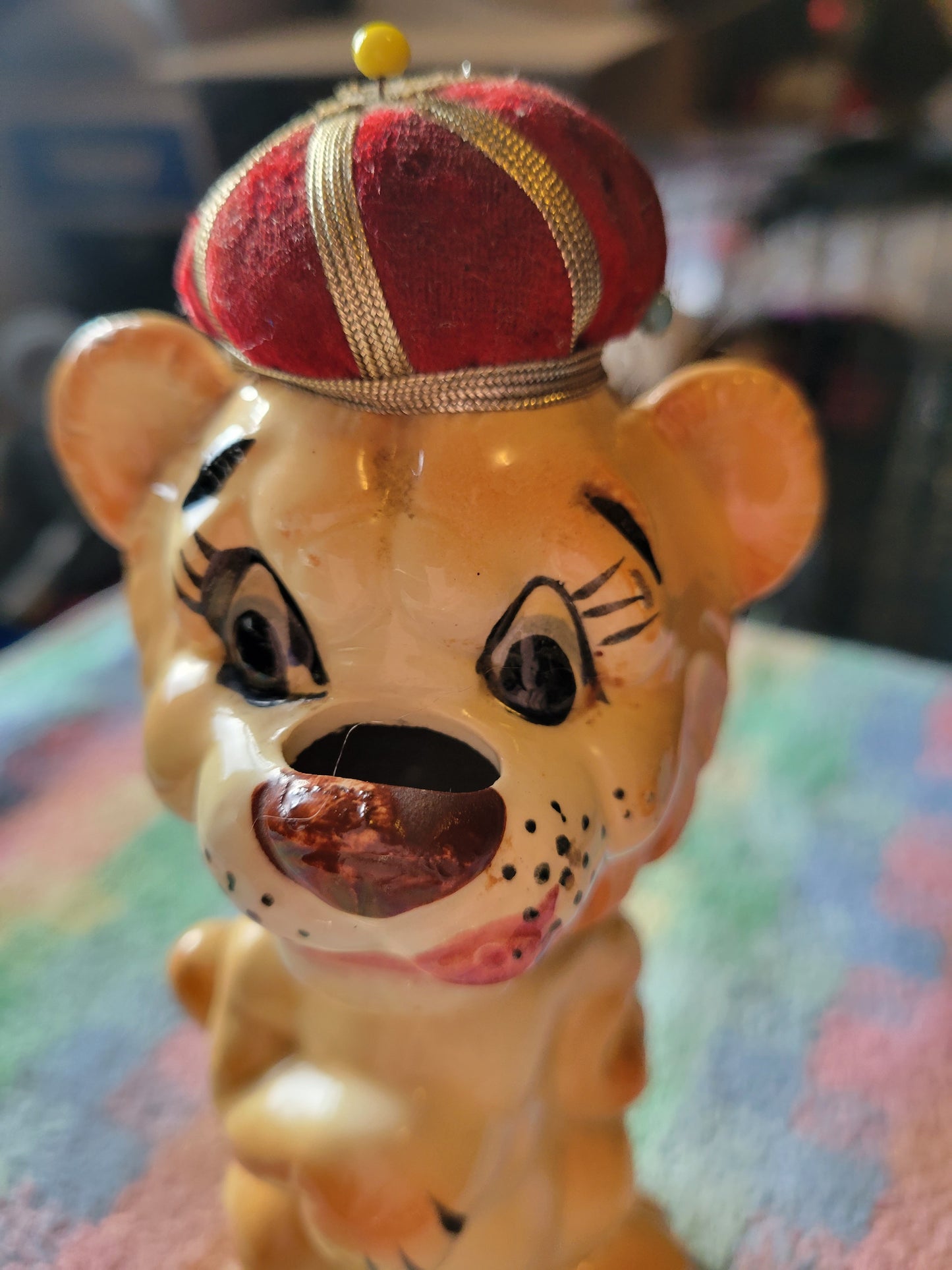 Vintage Proud Lion Pincushion Tape Measure 1950s Sewing Japan By Davar Originals