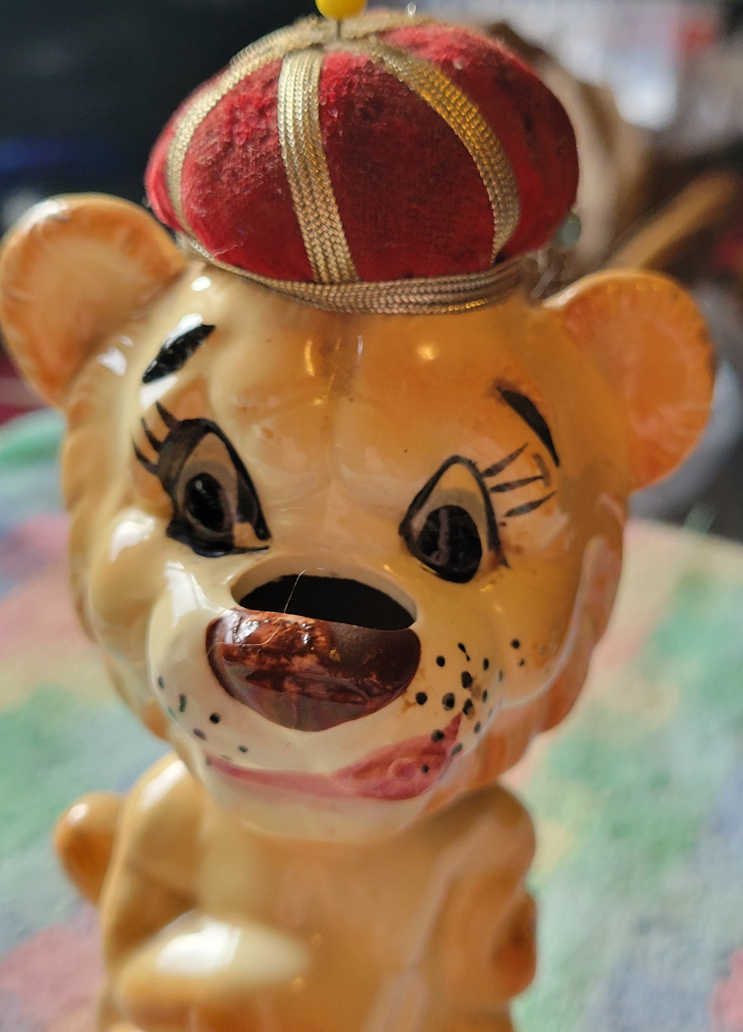 Vintage Proud Lion Pincushion Tape Measure 1950s Sewing Japan By Davar Originals