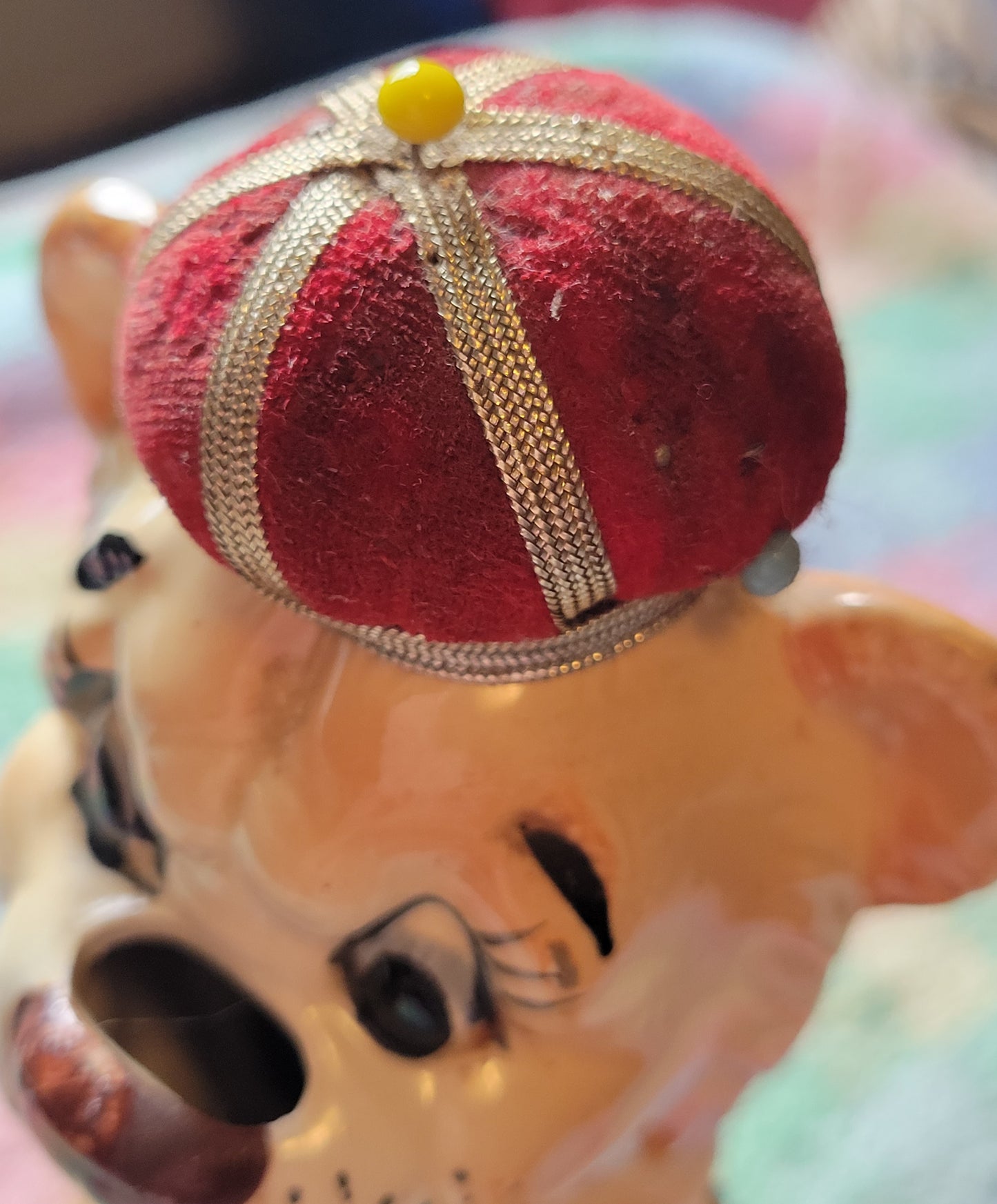 Vintage Proud Lion Pincushion Tape Measure 1950s Sewing Japan By Davar Originals