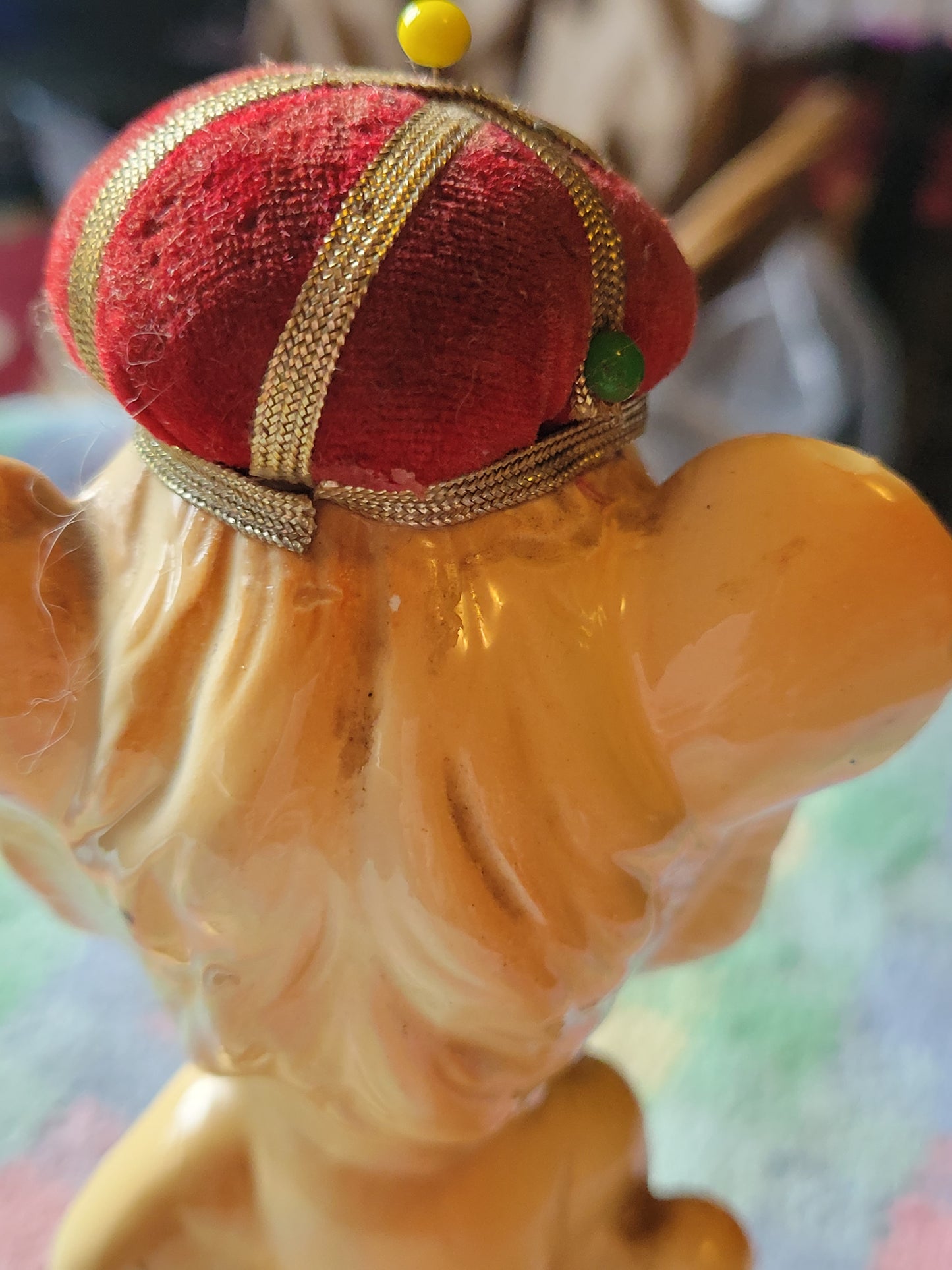 Vintage Proud Lion Pincushion Tape Measure 1950s Sewing Japan By Davar Originals