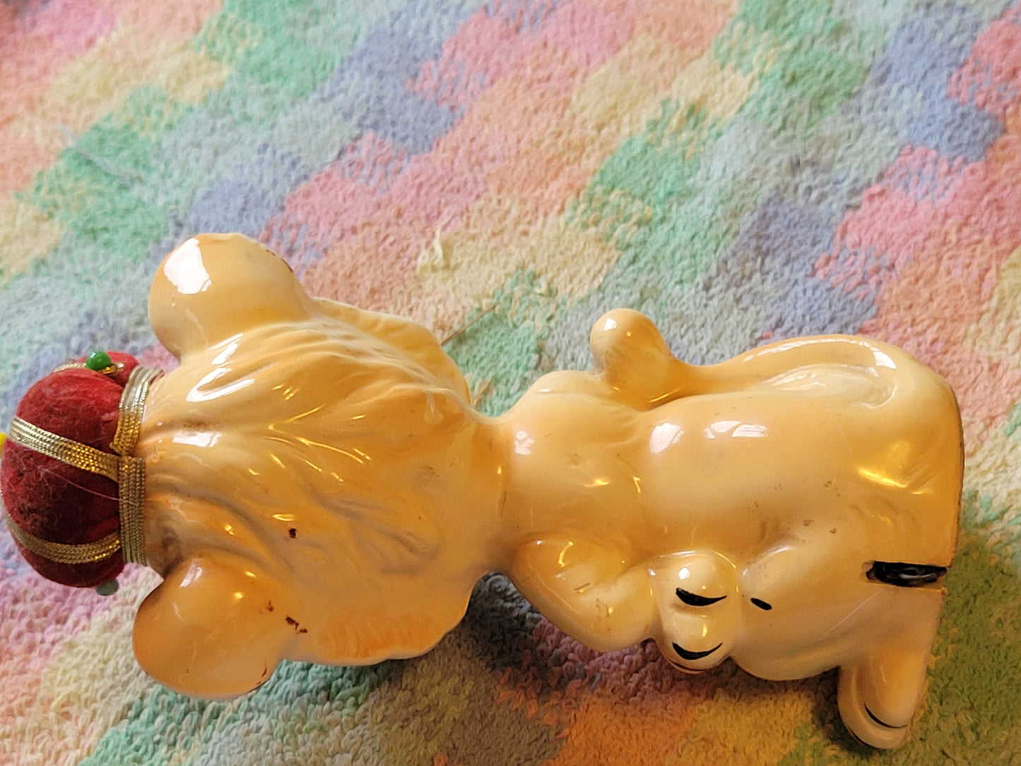 Vintage Proud Lion Pincushion Tape Measure 1950s Sewing Japan By Davar Originals