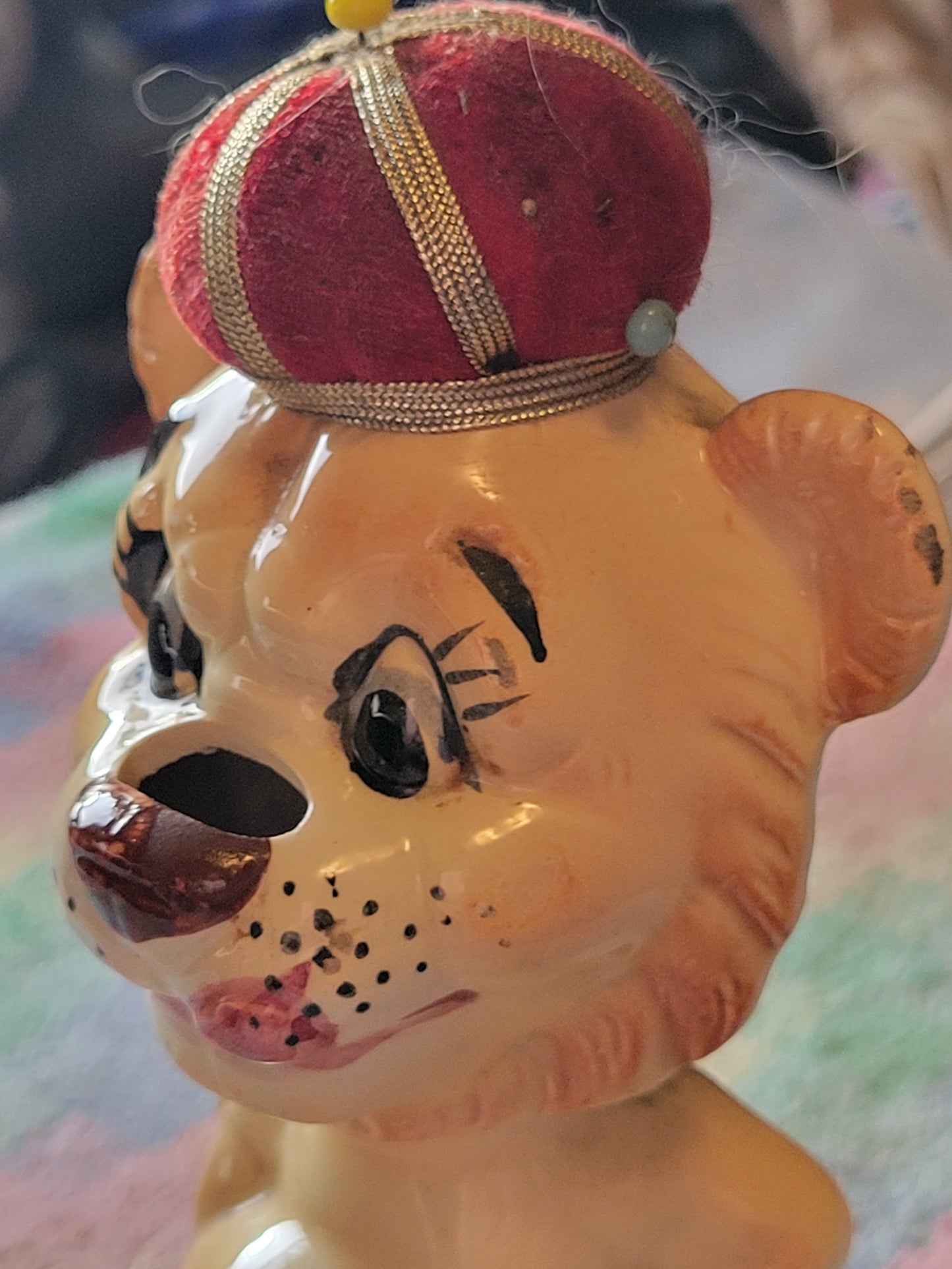 Vintage Proud Lion Pincushion Tape Measure 1950s Sewing Japan By Davar Originals