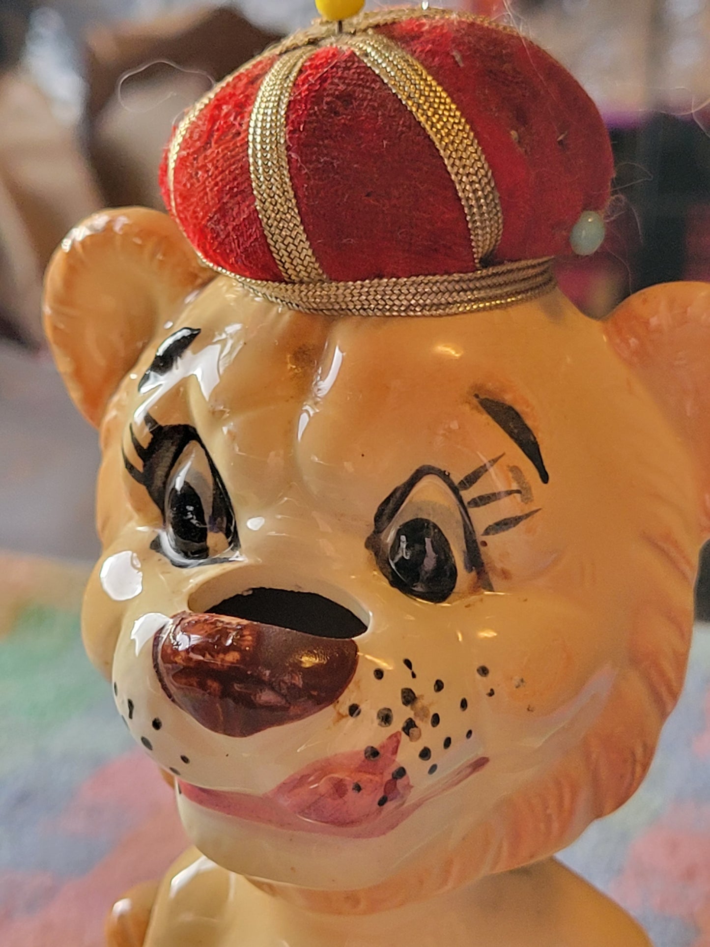 Vintage Proud Lion Pincushion Tape Measure 1950s Sewing Japan By Davar Originals