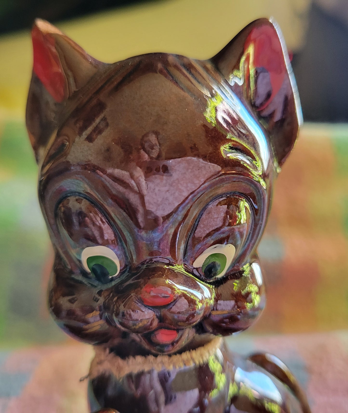 Three Little Pigs Knick knacks  Vintage 1950s Japan Brown Glaze Drip Redware