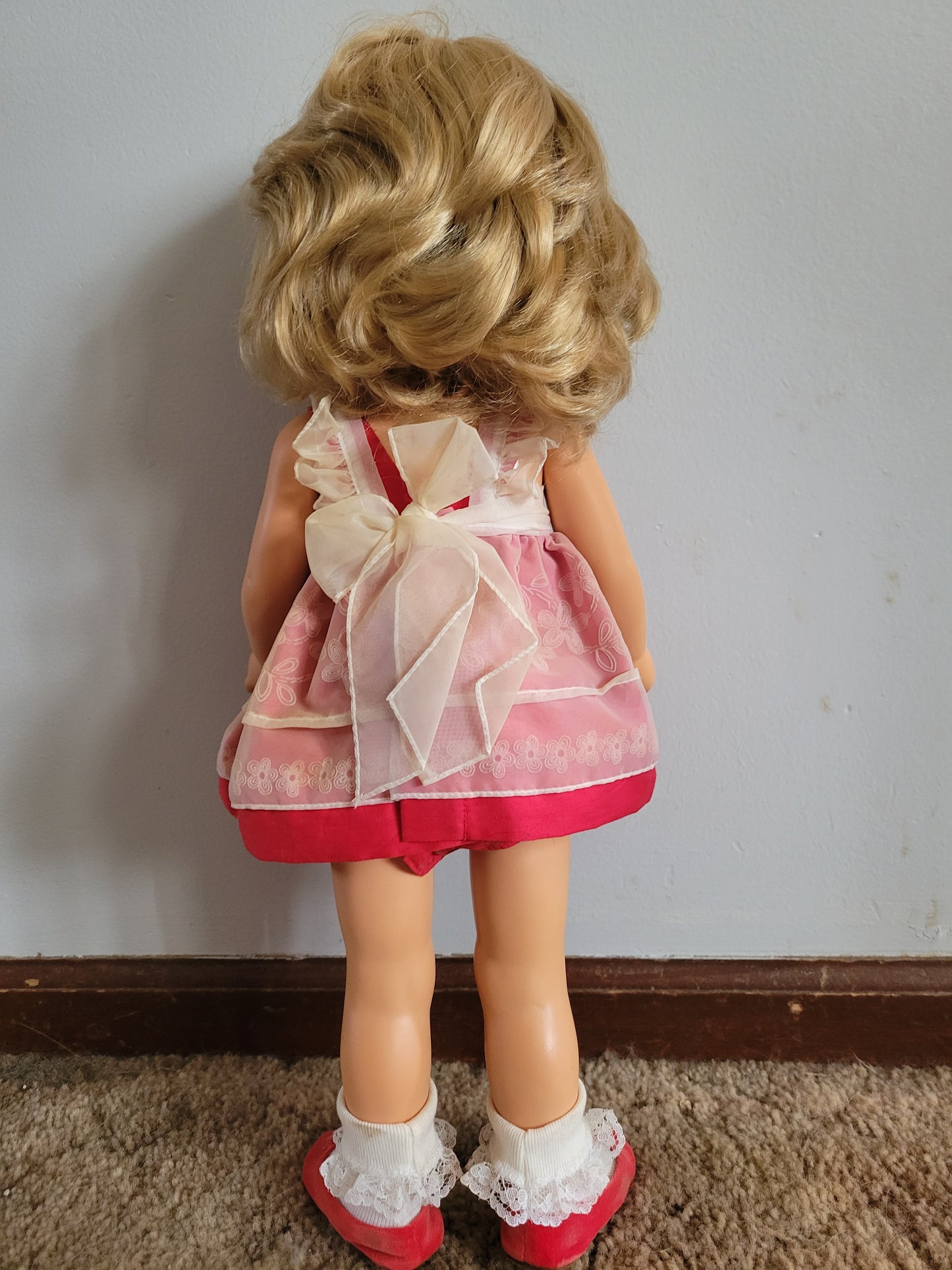 Mattel Chatty Cathy Doll 1998 Reproduction Red Dress Amber Eyes TALKS!