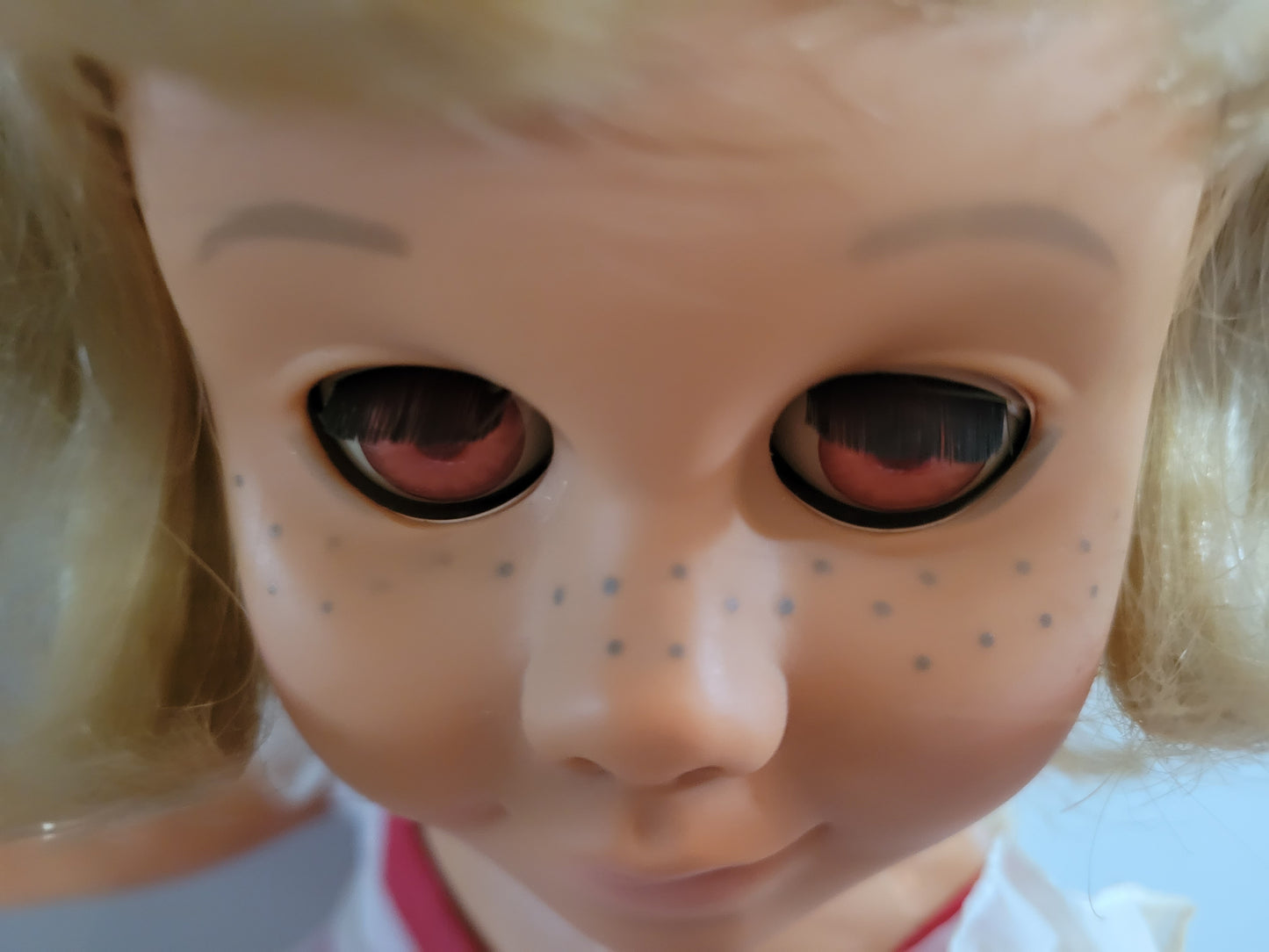 Mattel Chatty Cathy Doll 1998 Reproduction Red Dress Amber Eyes TALKS!