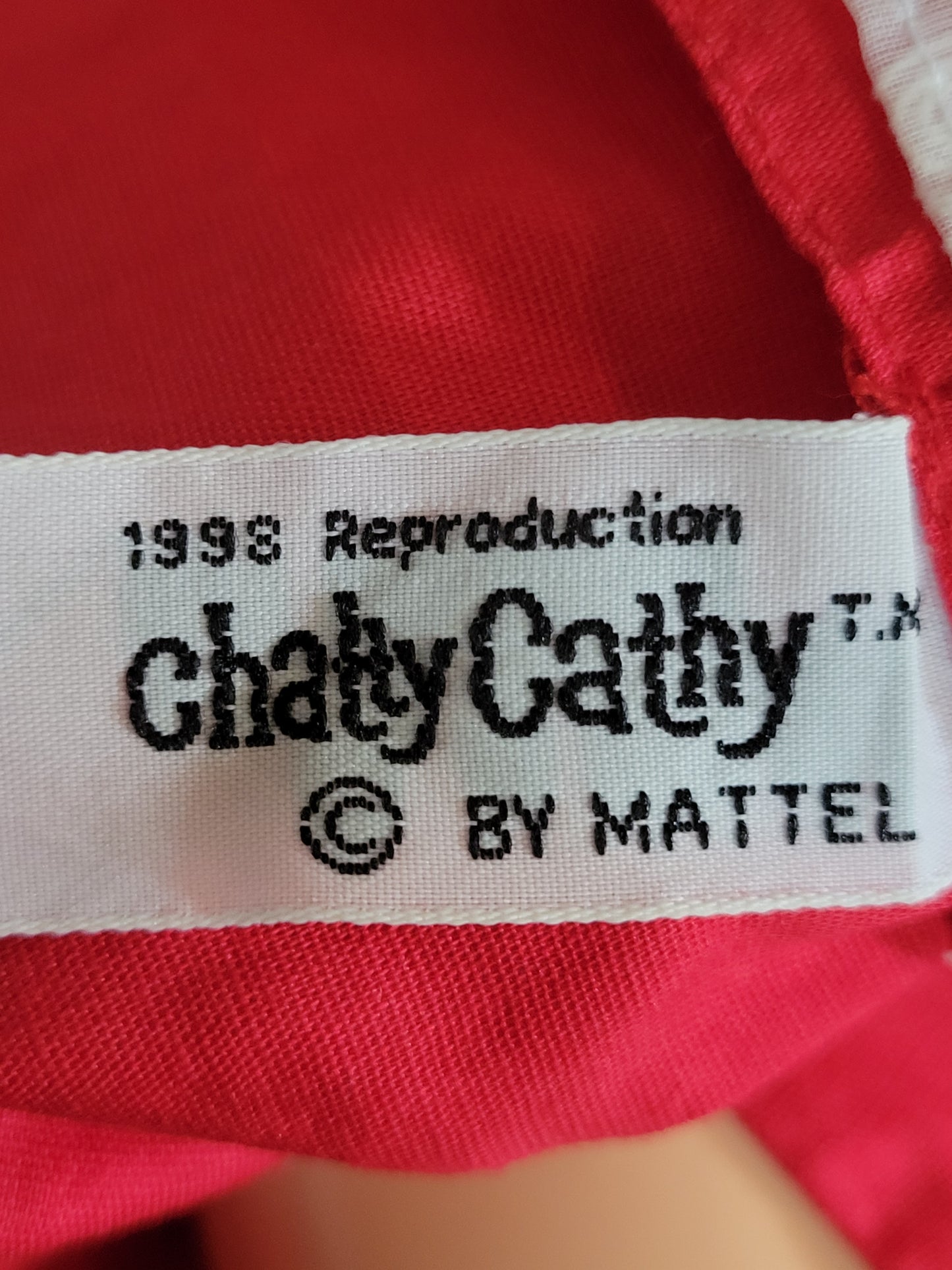 Mattel Chatty Cathy Doll 1998 Reproduction Red Dress Amber Eyes TALKS!