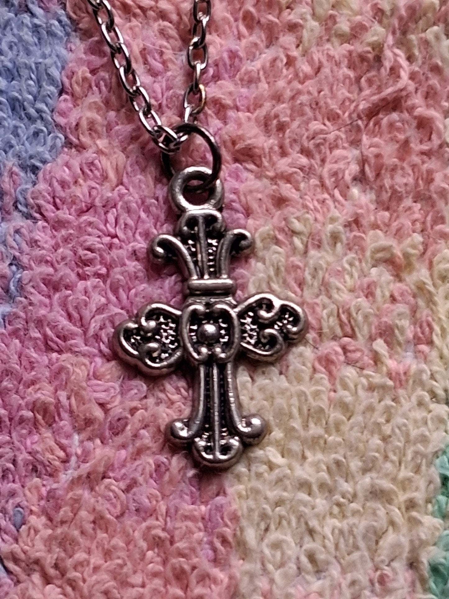 New 18 Inch Doll Decorative Silver  CROSS NECKLACE Doll Accessory