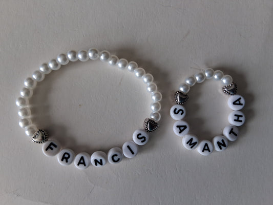 Child & Dolls Matching Name Bracelet Set *Personalized*  (Elastic)