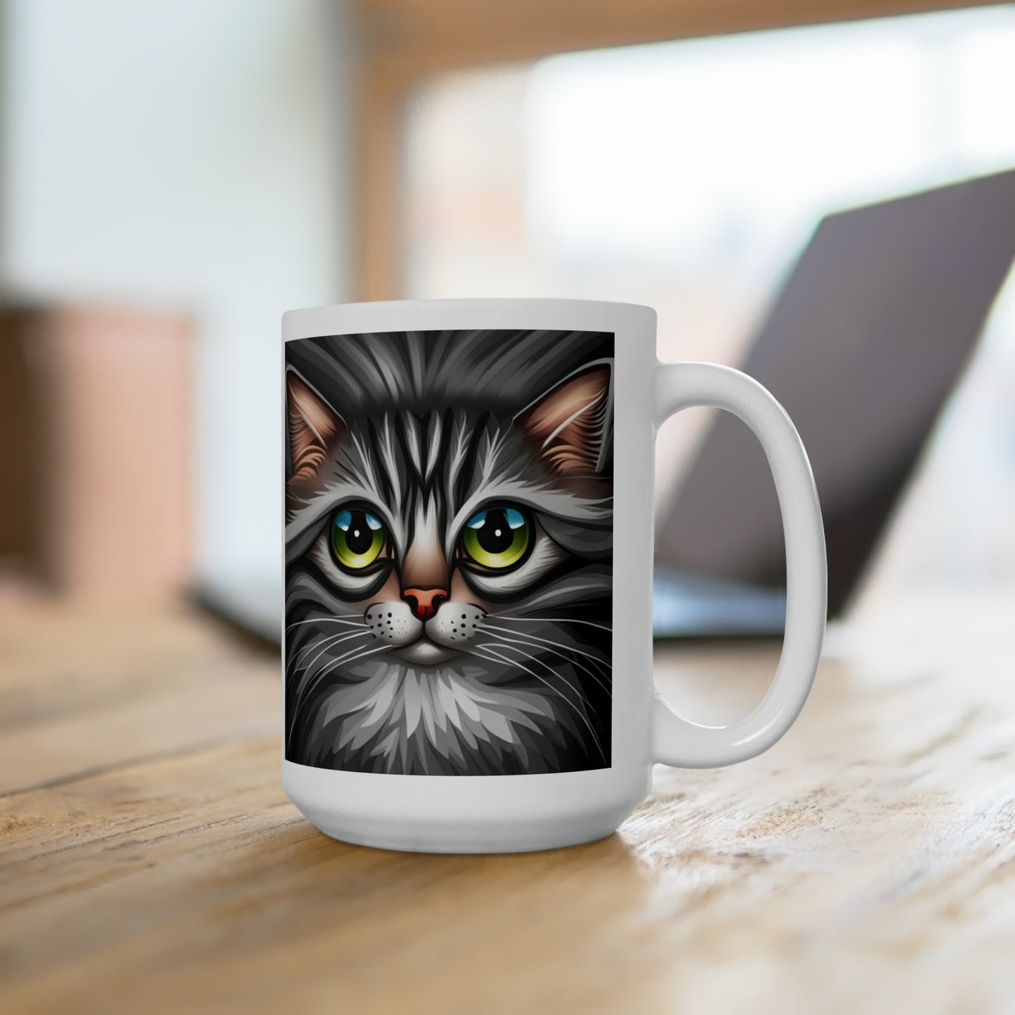 Cat Mom Gray Tabby Cat Ceramic Mug 15oz