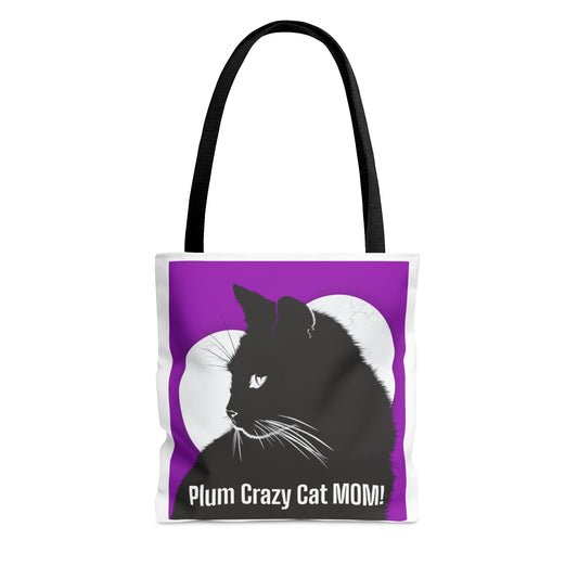 Plum Crazy CAT MOM! Tote Bag (AOP)