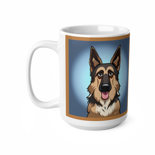 German Shepherd Dog Caricature Ceramic Coffee Cup, 11oz or 15oz