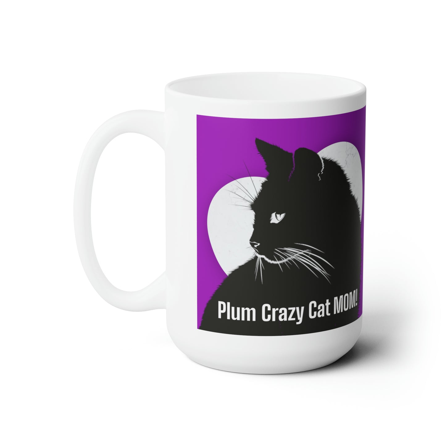 Plum Crazy Cat MOM! Ceramic Mug 15oz