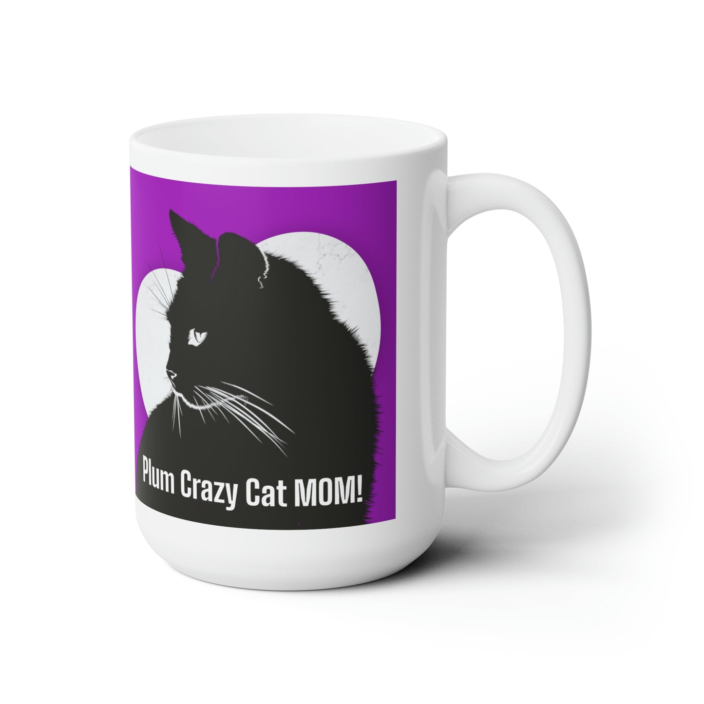 Plum Crazy Cat MOM! Ceramic Mug 15oz