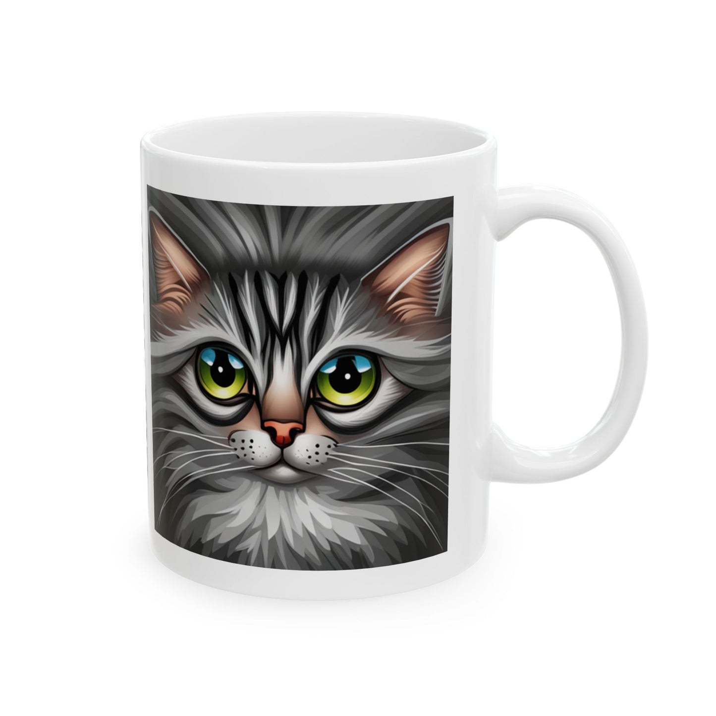 Cat MOM Gray Tabby Cat Ceramic Mug 11oz