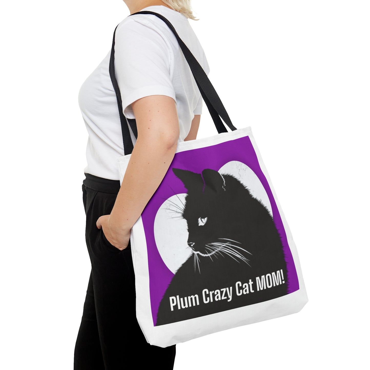 Plum Crazy CAT MOM! Tote Bag (AOP)