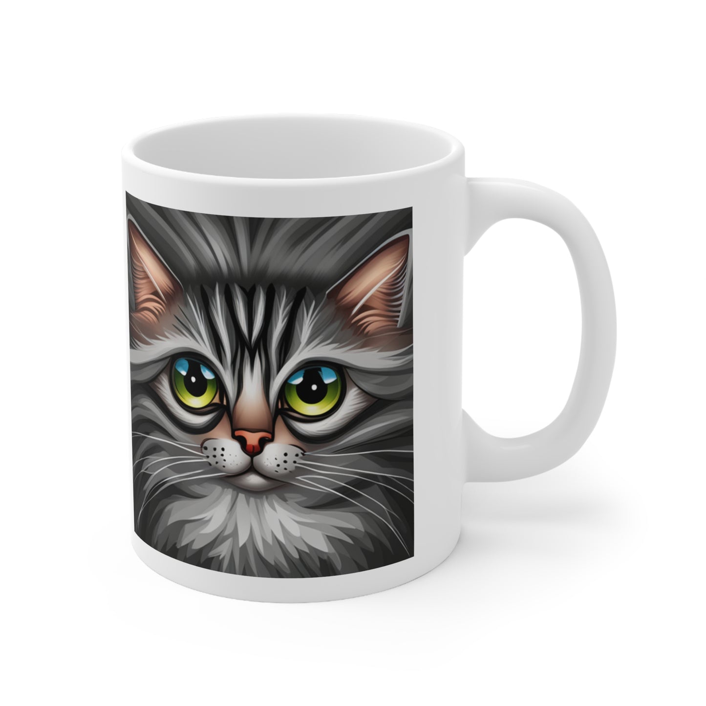 Cat MOM Gray Tabby Cat Ceramic Mug 11oz