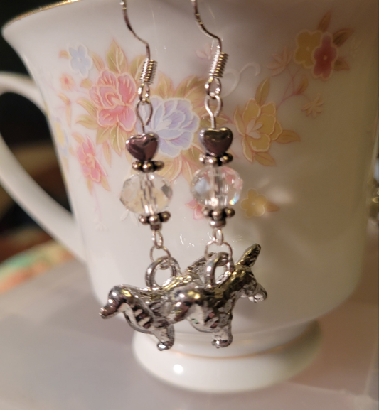 Artisan RETRIEVER Dog Breed Dangle Earrings Crystal Silvertone Handmade