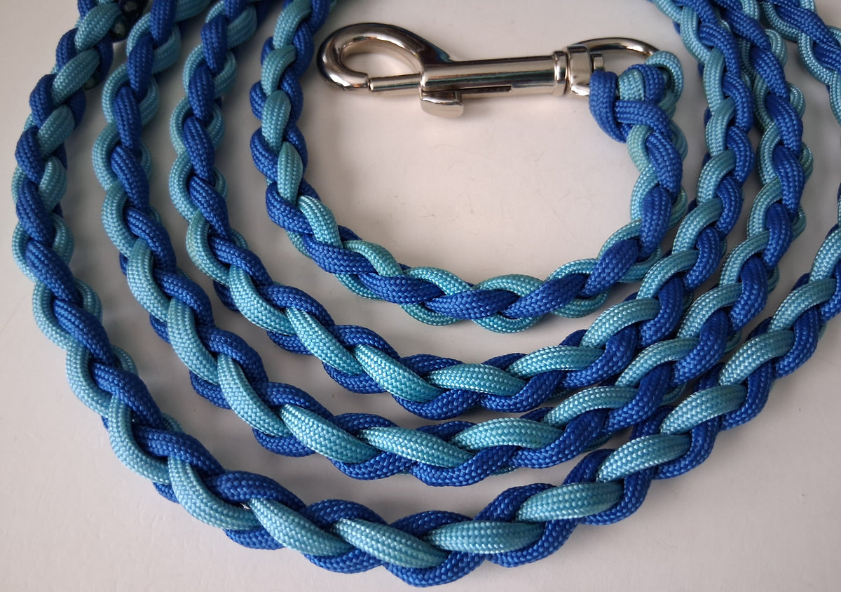 Paracord Braided Dog Leash Lead Handmade Large/Medium Dog (Two Tone Blue) Training Lead