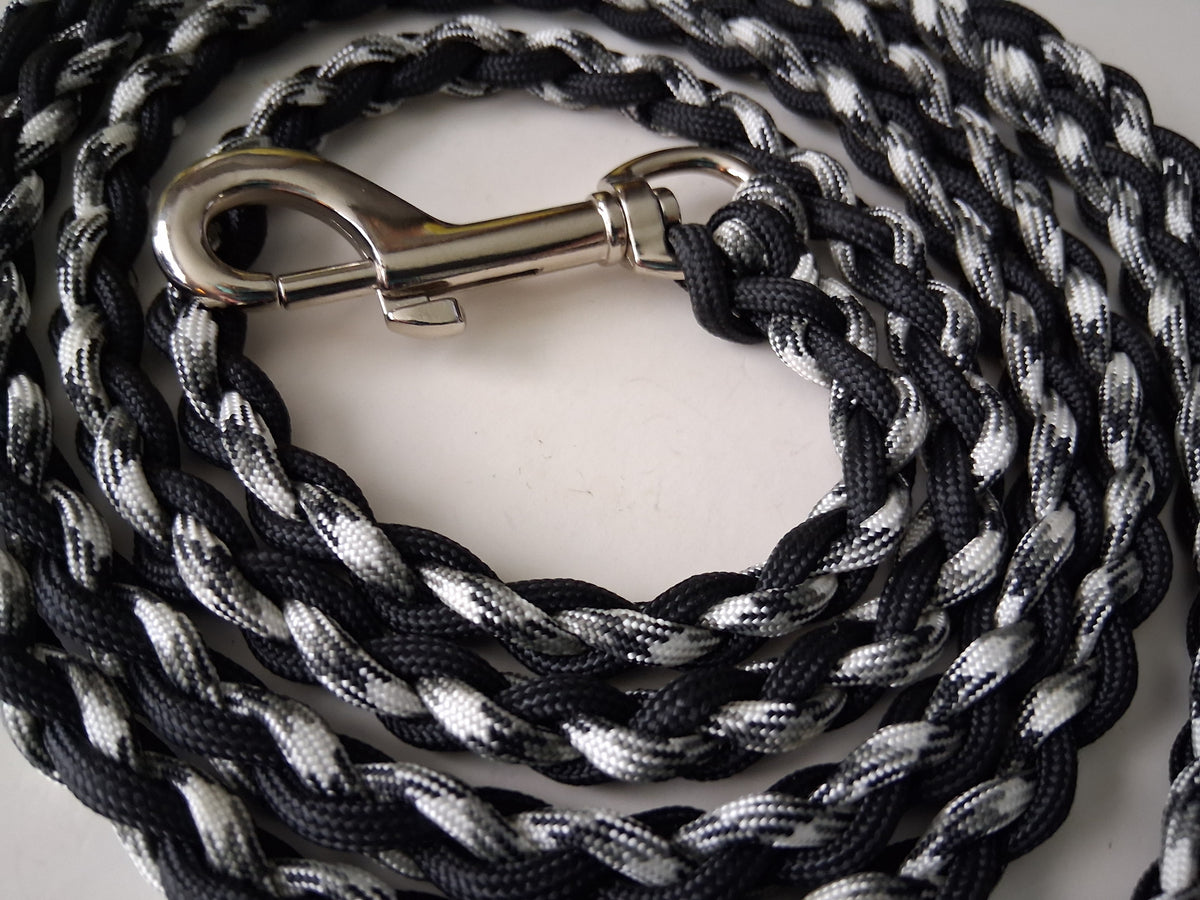 Paracord Braided Dog Leash Lead Handmade Large/Medium Dog (Gray Camo/Black) Training Lead