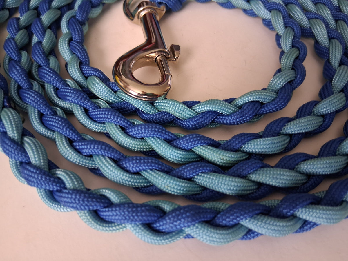 Paracord Braided Dog Leash Lead Handmade Large/Medium Dog (Two Tone Blue) Training Lead