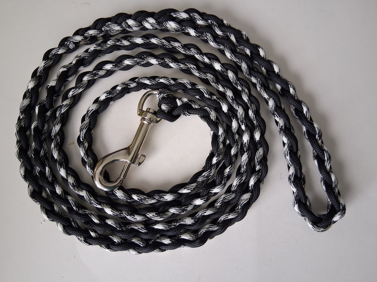 Paracord Braided Dog Leash Lead Handmade Large/Medium Dog (Gray Camo/Black) Training Lead
