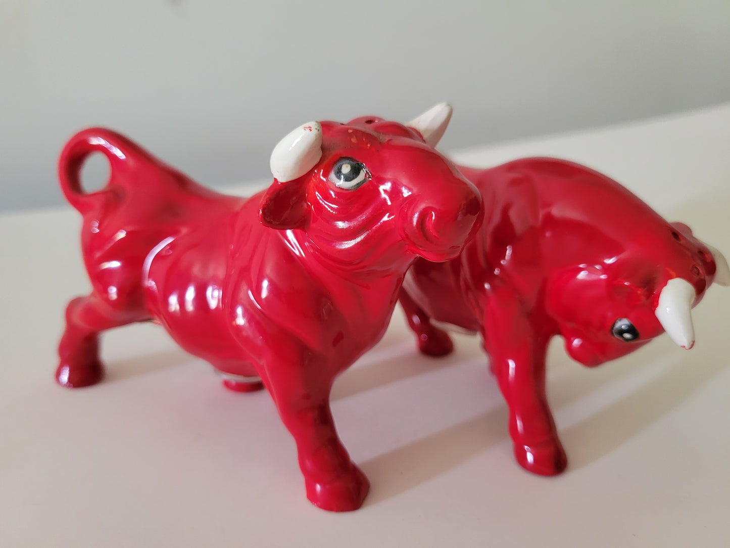 Red Bull Cow Googly Eyes 1960s Vintage Japan Salt & Pepper Shakers