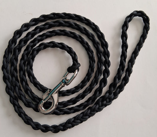 Paracord Braided Large Dog Leash Lead (Black/Black)