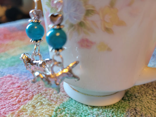 Artisan RETRIEVER Dog Breed Dangle Earrings OOAK Handmade TURQUOISE