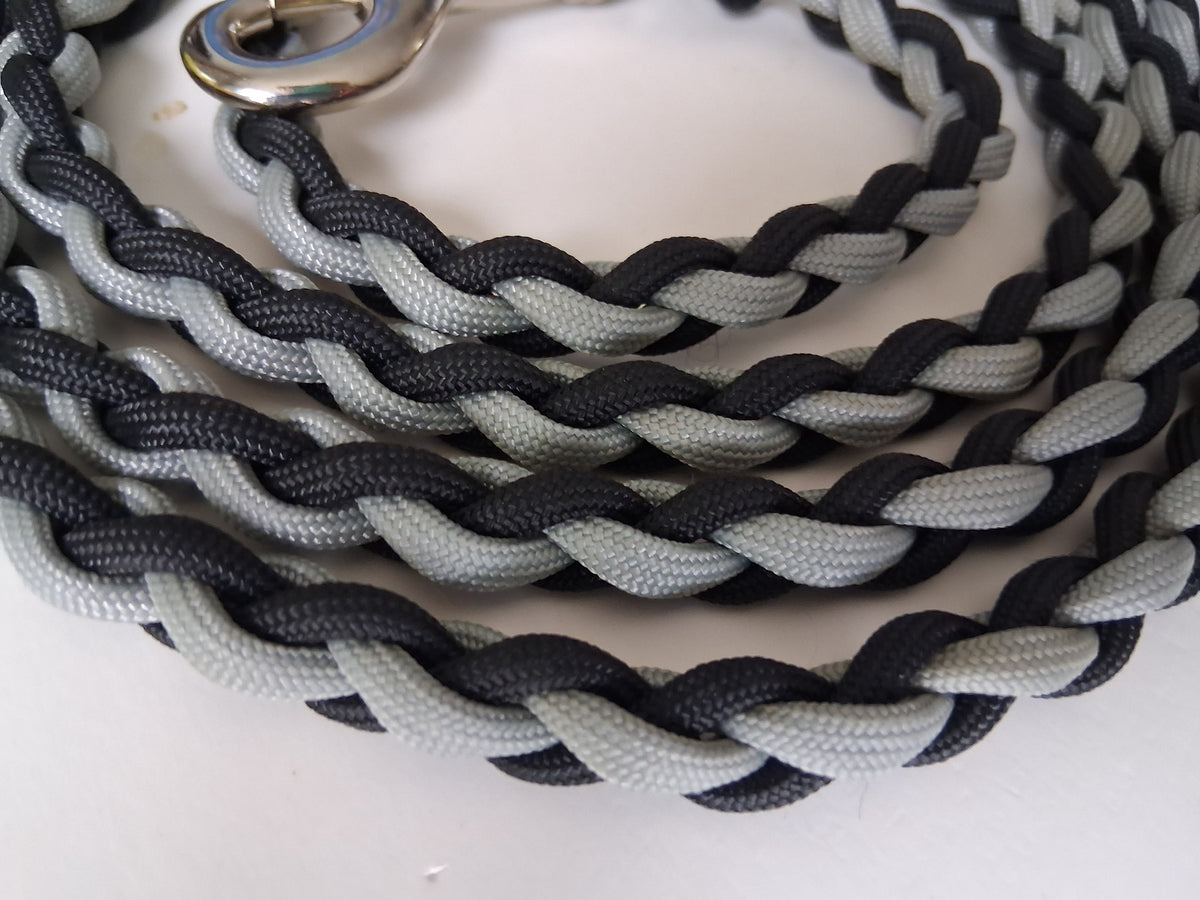 Paracord Braided Dog Leash Lead Handmade Large/Medium Dog (Black/Gray)Training