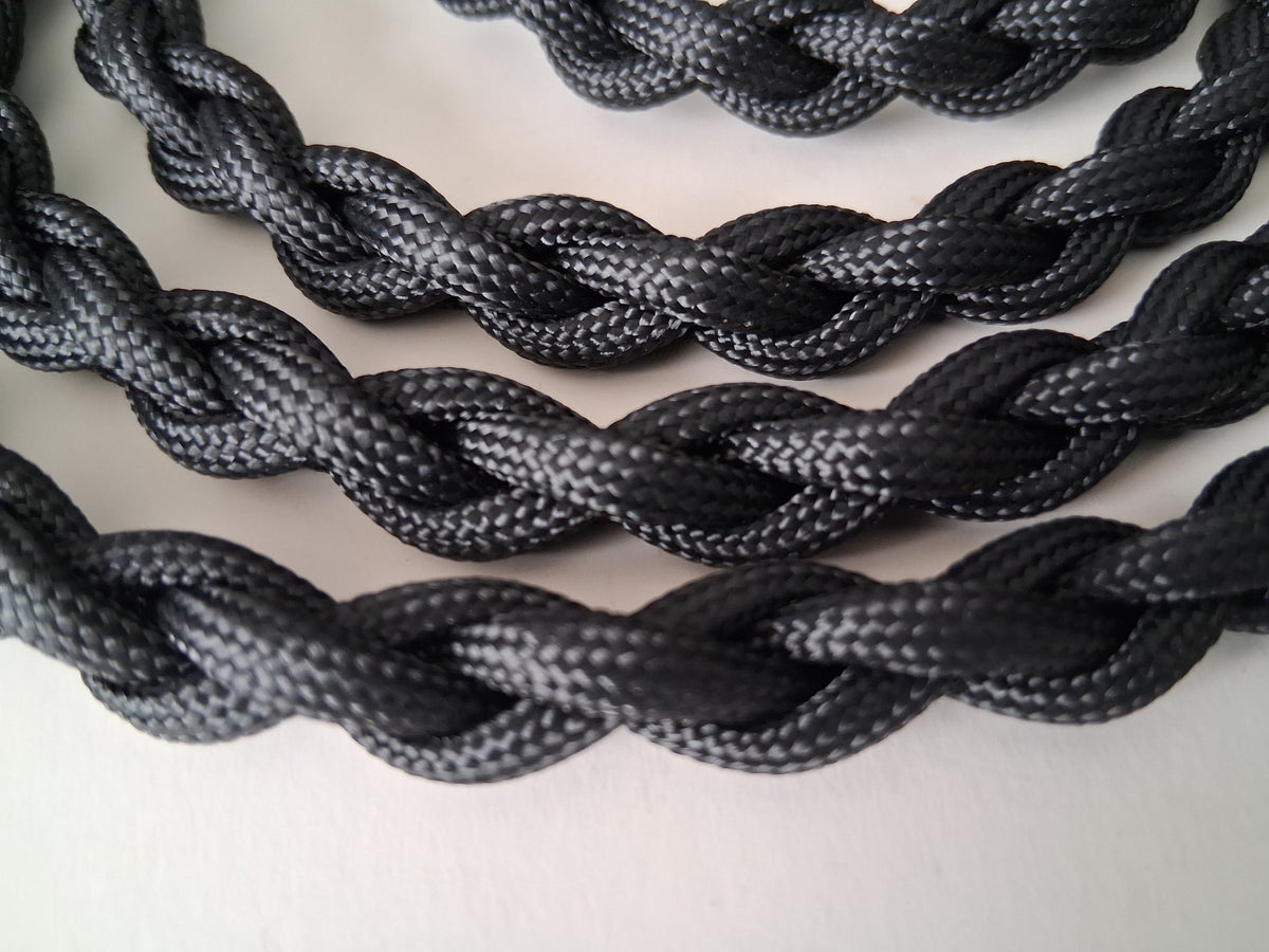 Paracord Braided Large Dog Leash Lead (Black/Black)