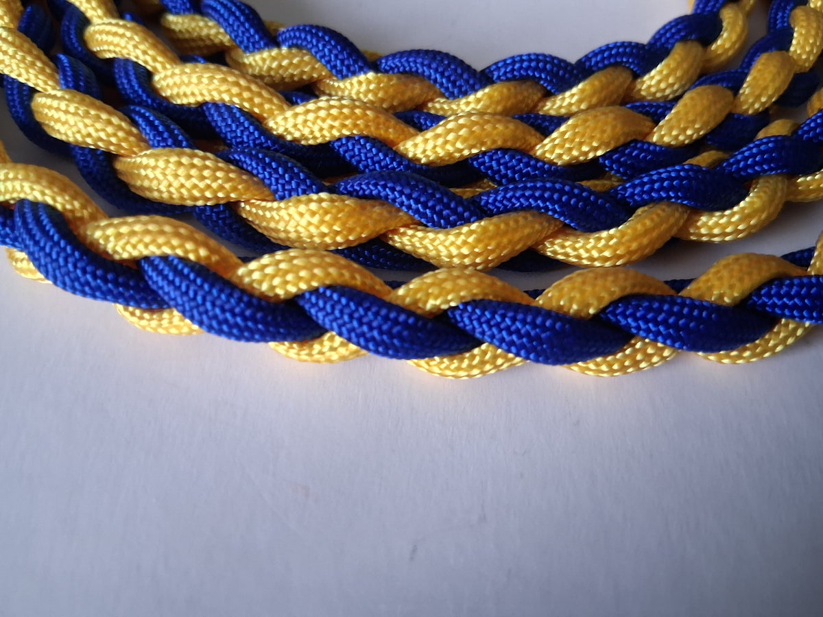 Paracord Braided Large Dog Leash Lead (Blue/Gold)