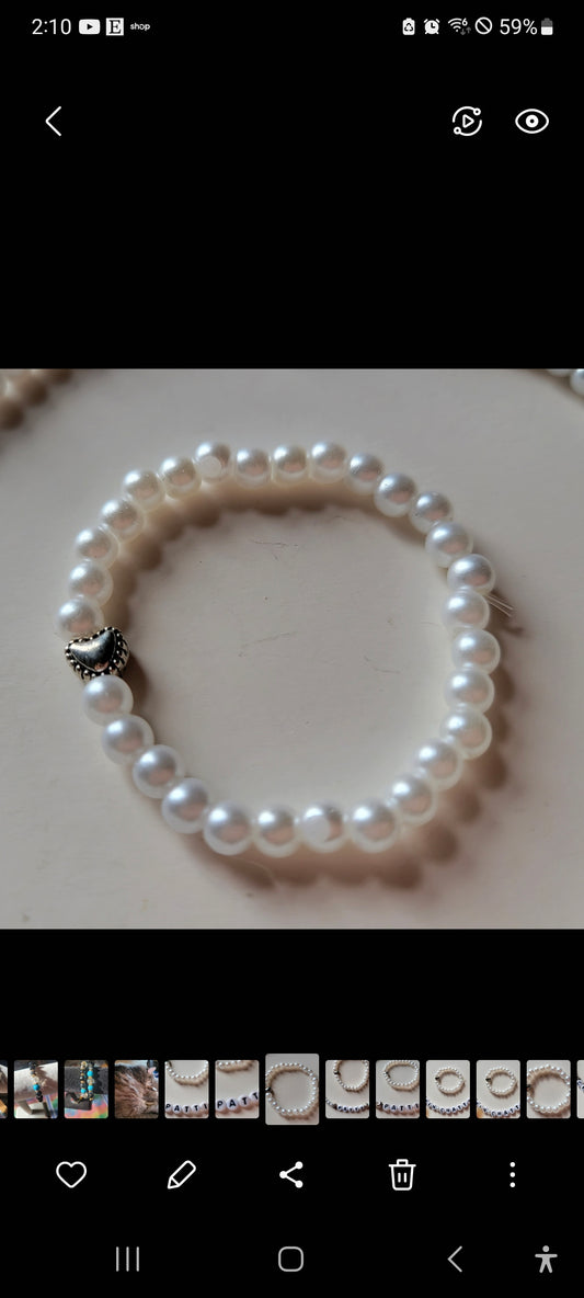 Pearl & Heart Doll Bracelet fits 35" Patti Playpal Dolls