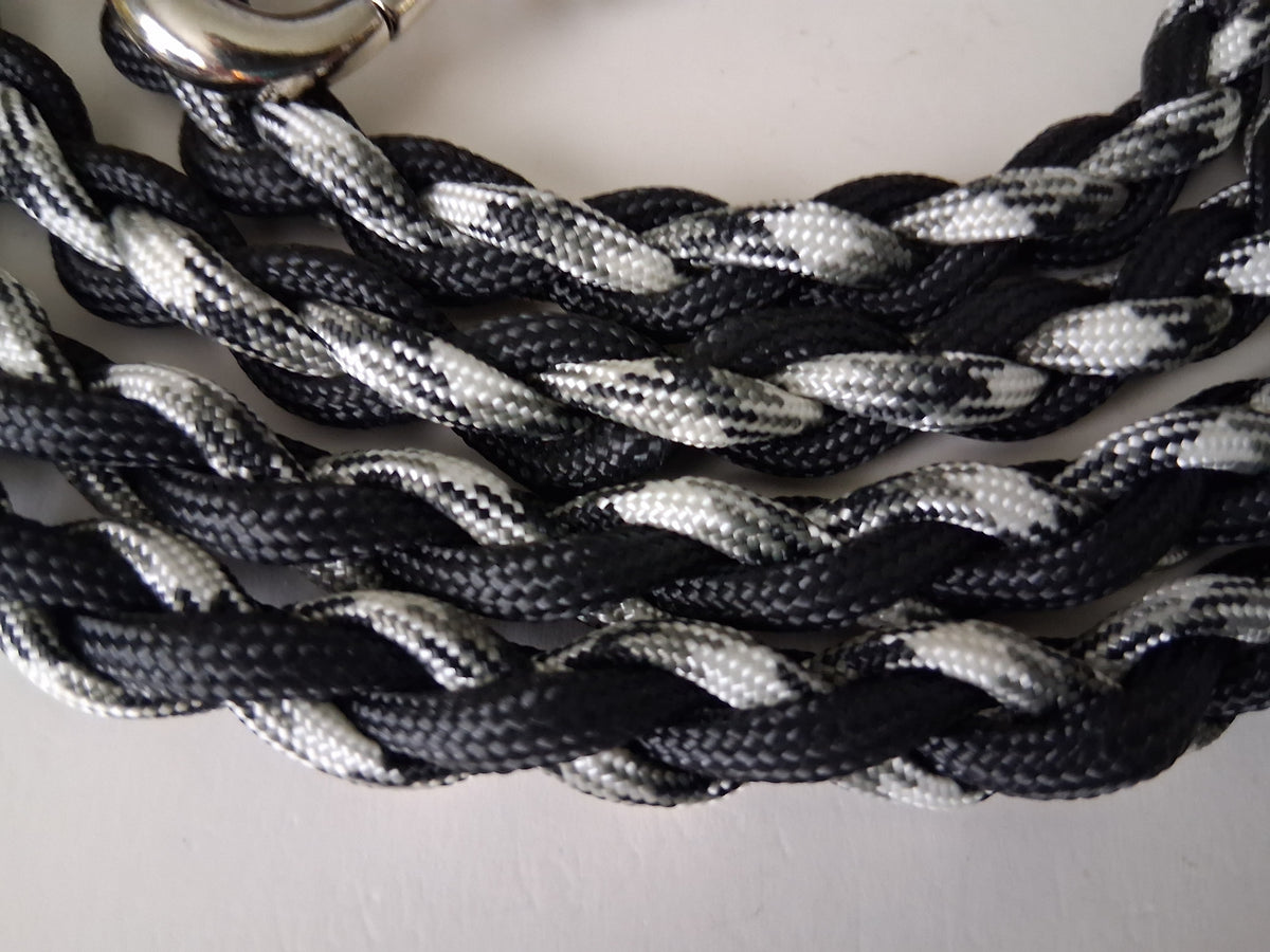 Paracord Braided Dog Leash Lead Handmade Large/Medium Dog (Gray Camo/Black) Training Lead