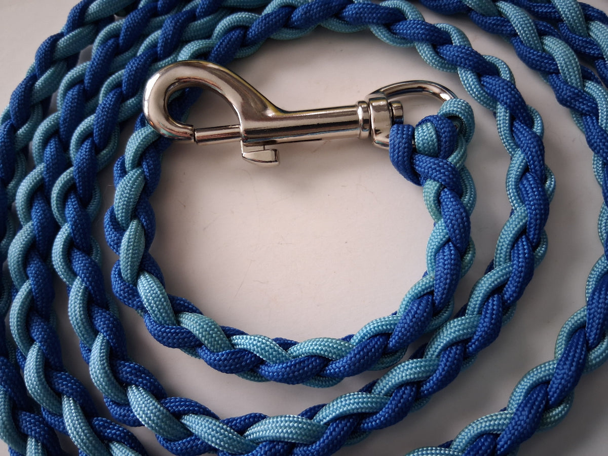 Paracord Braided Dog Leash Lead Handmade Large/Medium Dog (Two Tone Blue) Training Lead