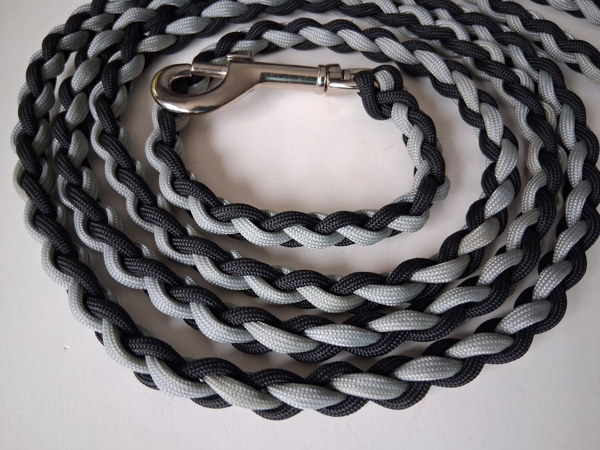 Paracord Braided Dog Leash Lead Handmade Large/Medium Dog (Black/Gray)Training