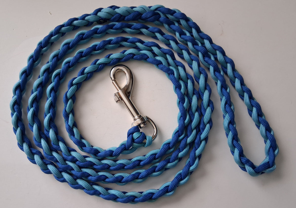 Paracord Braided Dog Leash Lead Handmade Large/Medium Dog (Two Tone Blue) Training Lead